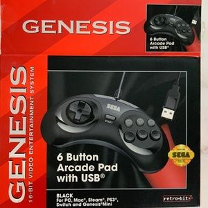 Retro-Bit Official Sega Genesis 6-Button Arcade Pad with USB for PC, Mac, PS3,